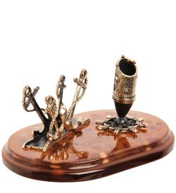 Народные промыслы AM-1515 Фигурка «Визитница Море-Якорь» (латунь, янтарь)