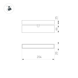 Светильник MAG-FLAT-FOLD-25-S200-6W Warm3000 (BK, 100 deg, 24V) (Arlight, IP20 Металл, 5 лет) 034235