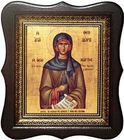 Феодора Константинопольская (Цареградская). Икона на холсте в киоте.