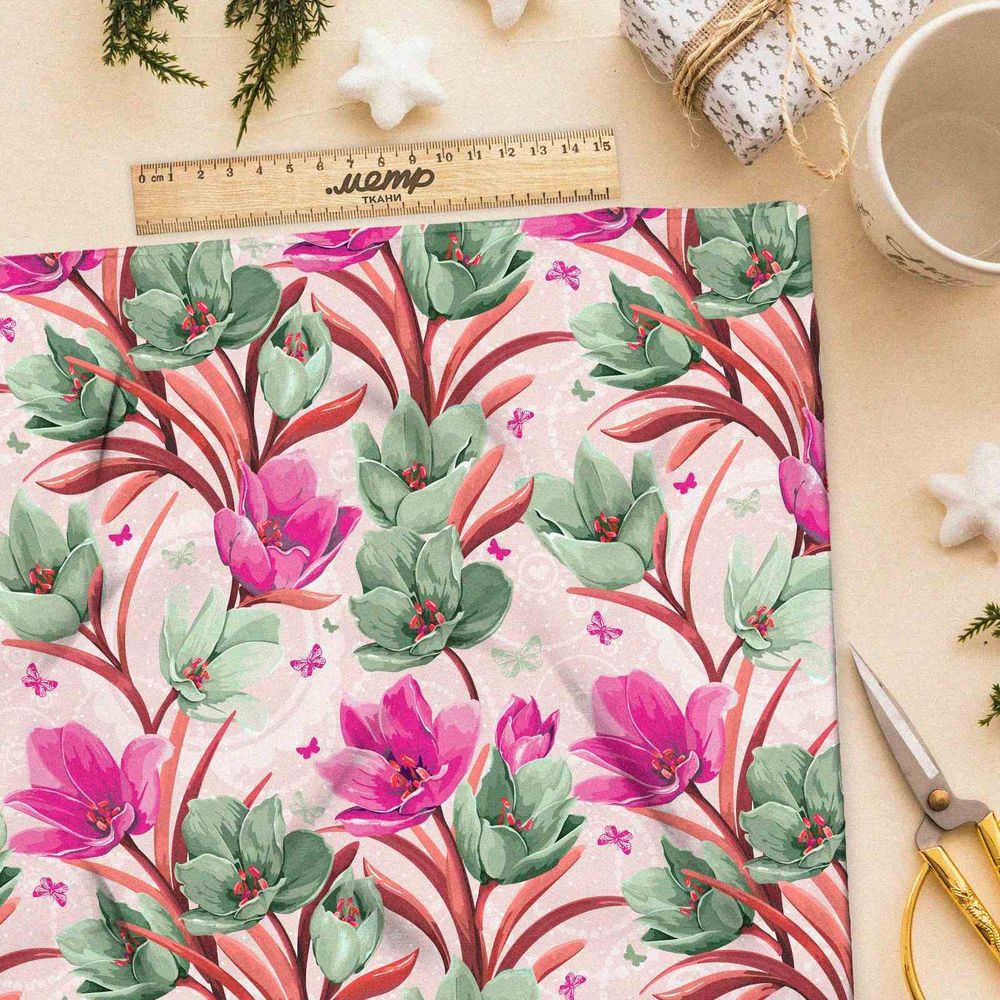 Ткань сатин цветочные расцвет