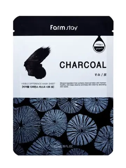 FARMSTAY - МАСКА ТКАНЕВАЯ ДЛЯ ЛИЦА С УГЛЕМ VISIBLE DIFFERENCE MASK SHEET CHARCOAL, 23 ML