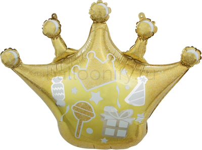 Шар (30''/76 см) Фигура, Корона, Сверкающие искры, Золото, 1 шт.