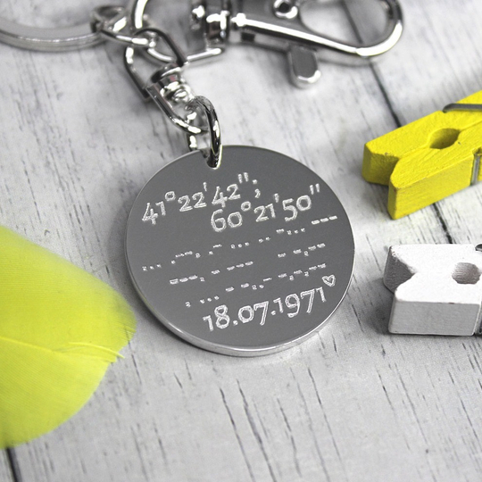 Серебряный круглый брелок с гравировкой на заказ, 30 мм (ручная работа)