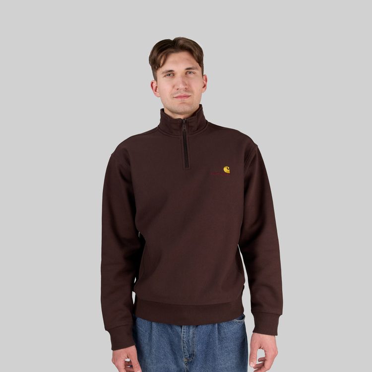 Толстовка мужская Carhartt WIP American Script Half Zip артикул:I027014_tobacco - купить в магазине Дайс