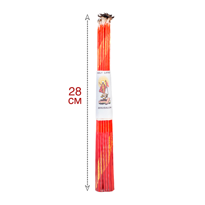 Набор: Свечи Иерусалимские красные обожженные тонкие, 28 см, 33 шт