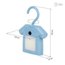 Ночник - светильник светодиодный ЭРА NLED-485-1W-SW-BU на батарейках с выключателем голубой