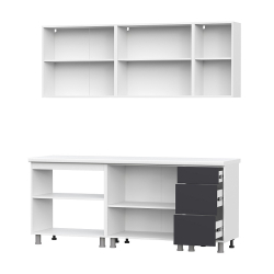 Кухонный гарнитур Модерн New 2.0 м (без столешницы), Белый глянец, Графит