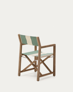 Уличный cкладной стул Vilara в зелёно-бежевую полоску из акации