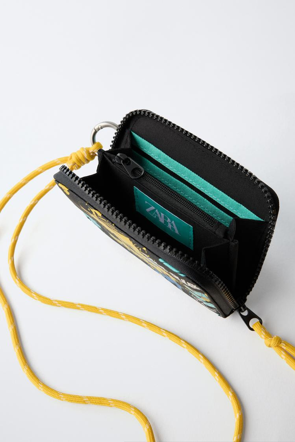 ZARA КОШЕЛЕК С ПРИНТОМ ГРАФФИТИ, ЧЕРНЫЙ