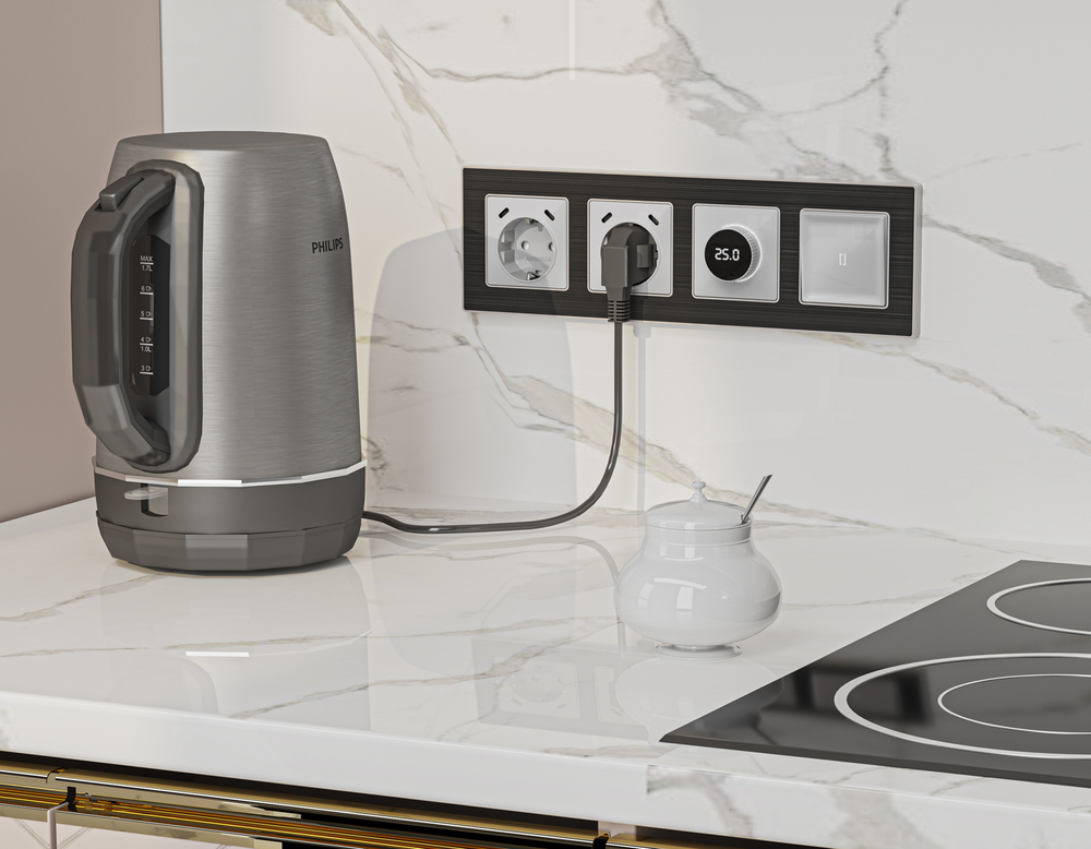 MA410510 Комплект механизма электрической розетки 2USB С+C 20W с/з на винтовых зажимах 16A-250V ALFA Серебро глянец QUANT (AP4105, VM165)