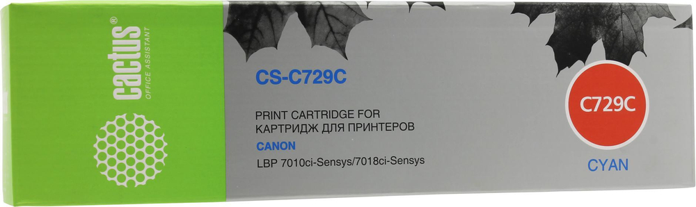 Картридж Cactus CS-C729C Cyan для Canon LBP7010/7018 Картридж цветной (или контейнер с цветными чер
