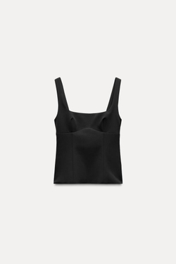 ZARA ТОП С БАНТОМ СЗАДИ, ЧЕРНЫЙ