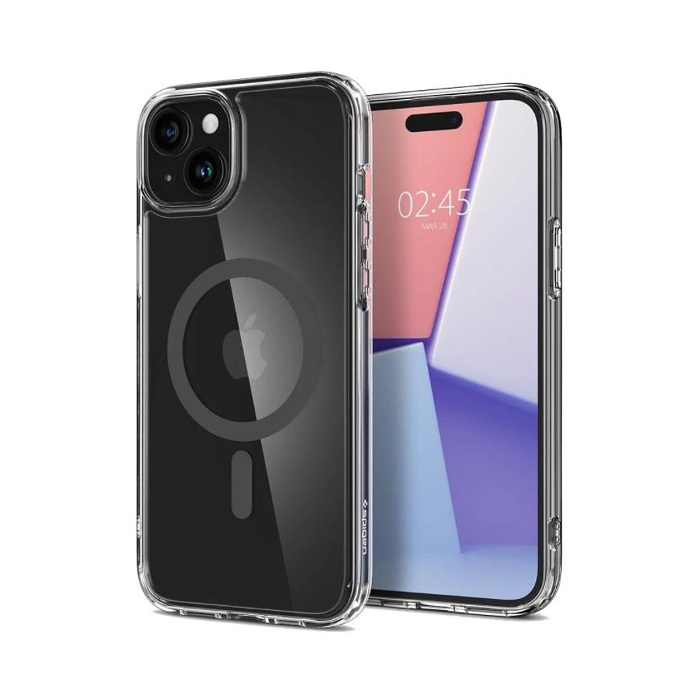 Прозрачный чехол с поддержкой MagSafe Spigen Ultra Hybrid (Mag Fit) для iPhone 15 Тонкий гибридный поликарбонатный чехол с повышенным уровнем защиты при падении
