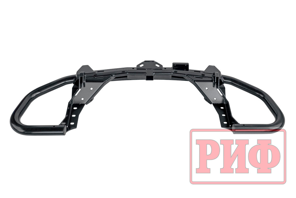 Бампер задний силовой/защита штатного бампера Toyota Fortuner 2015+ c квадратом под фаркоп, калиткой, подсветкой номера РИФ