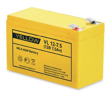 Аккумуляторы YELLOW VL 12-7.5 - фото 1