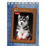 Блокнот МАЛЫЙ ФОРМАТ (75х105 мм) А7, 40 л., гребень, картон, клетка, HATBER, "Щенки", 40Б7В1гр