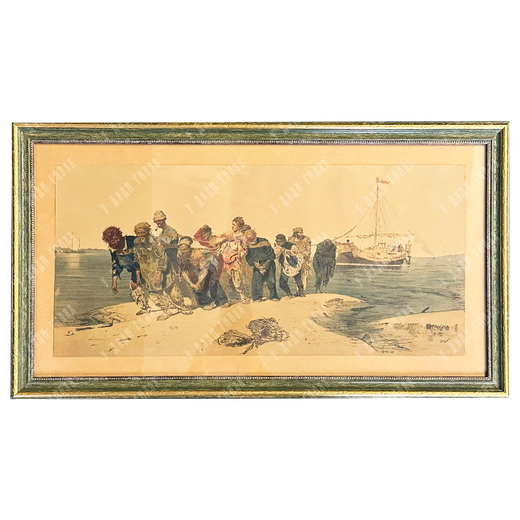 Репин И. Е. Бурлаки на Волге. Бумага, цветная автолитография, 1873