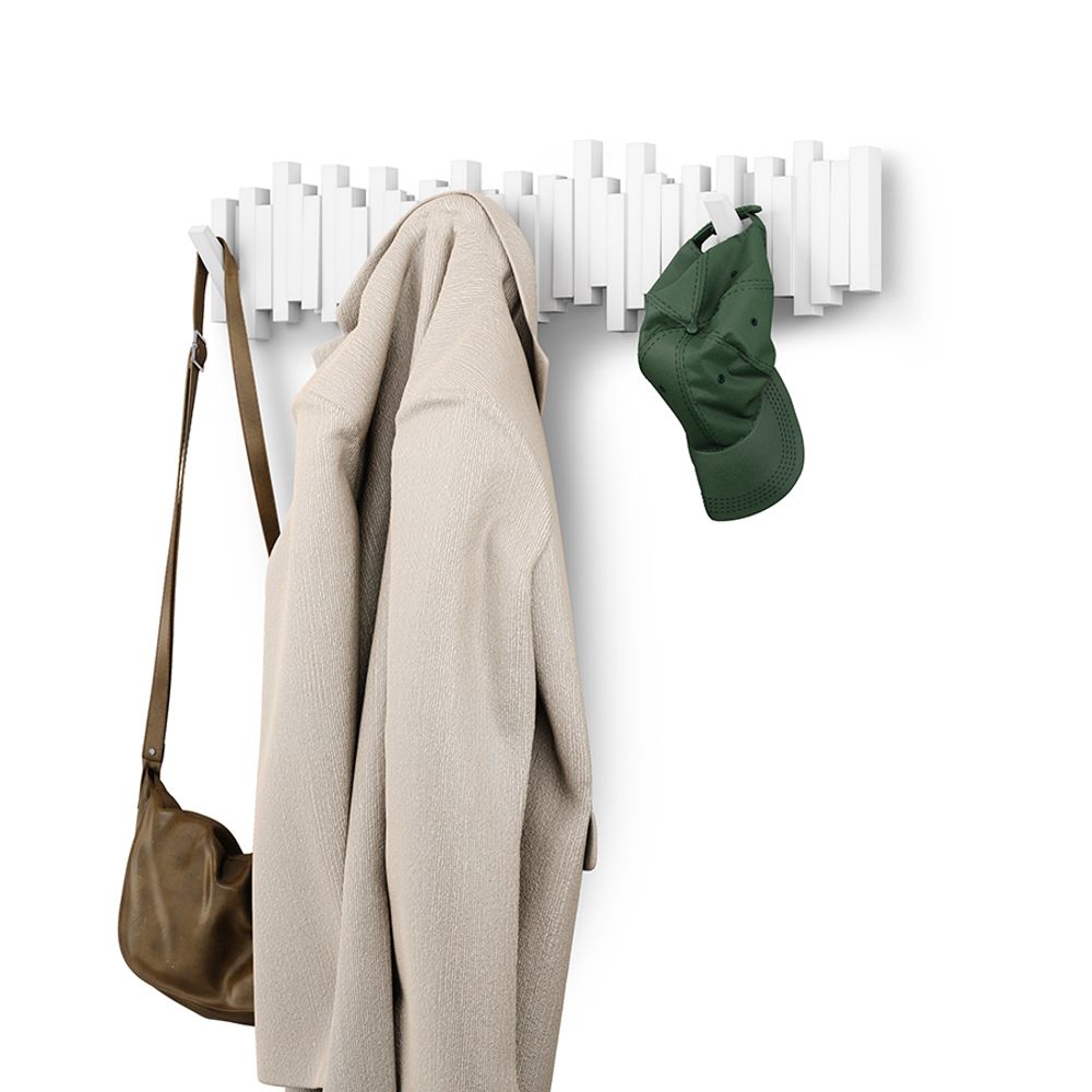 Вешалка настенная Sticks, 72 см, 8 крючков, белая