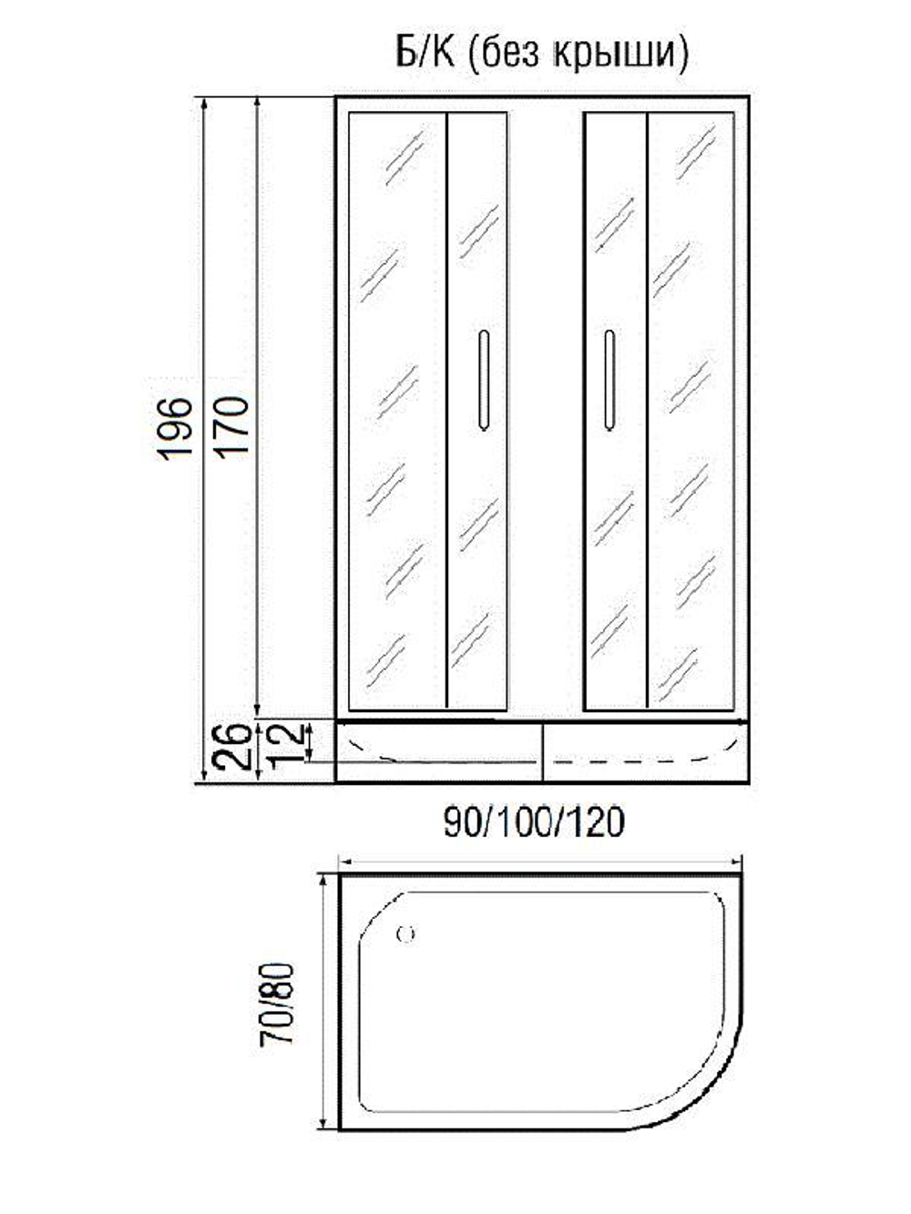 Душевое ограждение RIVER DON 90/70/24 MT L Душевое ограждение без поддона 90х70х170 10000001347 Ассимметрия Правая или левая Хром матовый