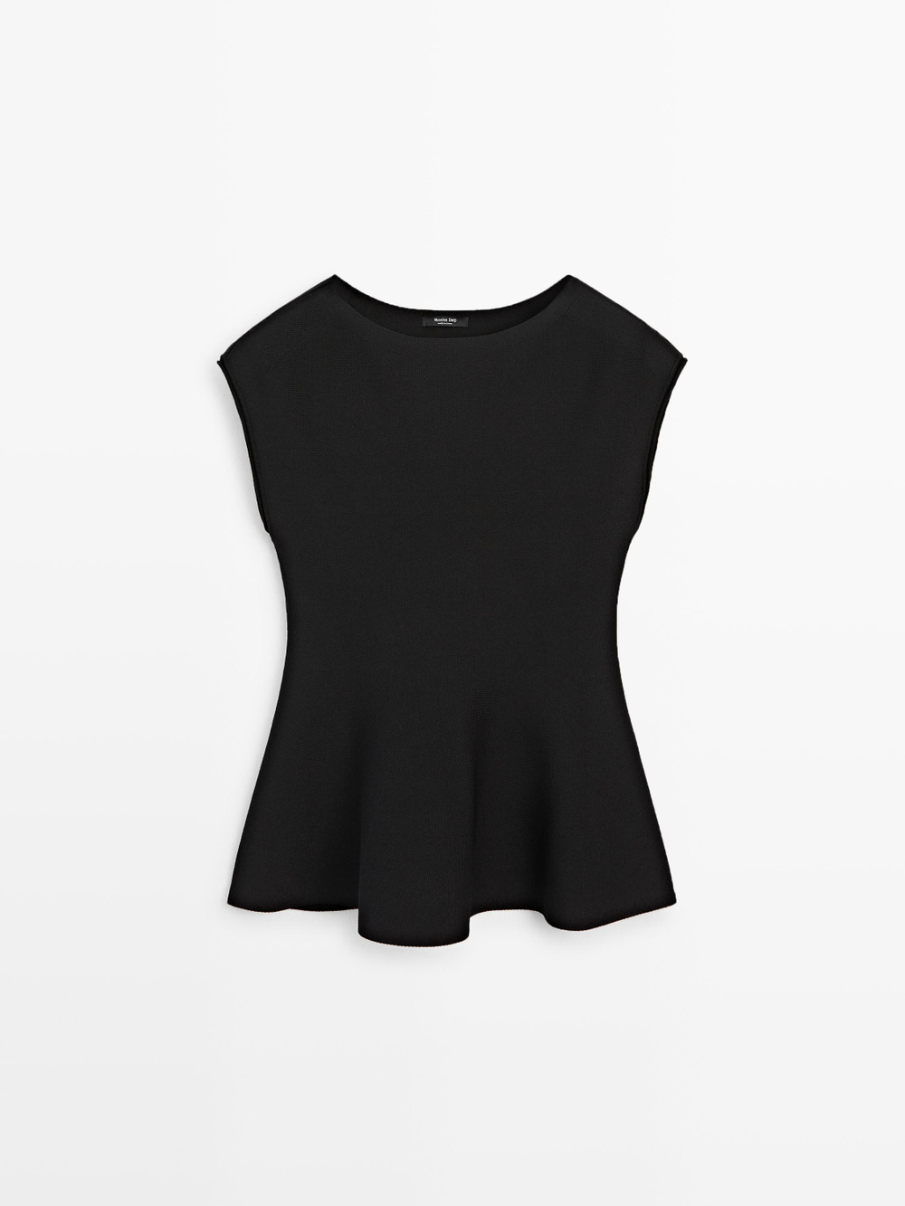 Massimo Dutti Трикотажный топ с круглым вырезом, черный