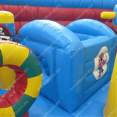Большой надувной батут-горка "Корабль флибустьеров" 14*8*6 м