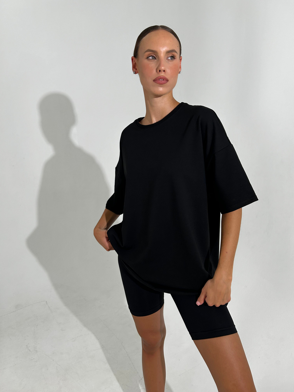 Футболка женская молочная оверсайз хлопок