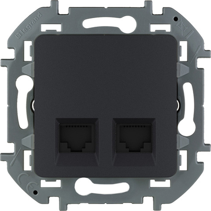 Розетка компьютерная двойная RJ45 категория 6 UTP антрацит Inspiria Legrand