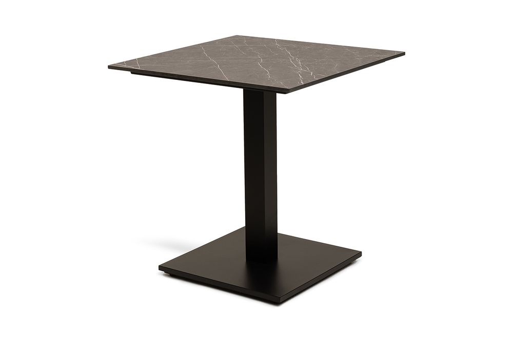 "Каффе" стол из HPL квадратный 70х70см, цвет "серый мрамор", подстолье стальное
