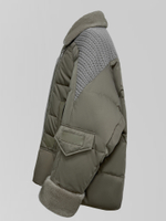 Куртка 2210 комбинированная с двойной молнией и меховым воротником