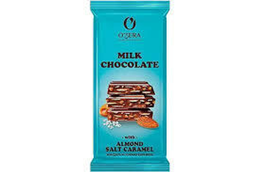 Шоколад Озера 90г молочный миндаль и соленая карамель
