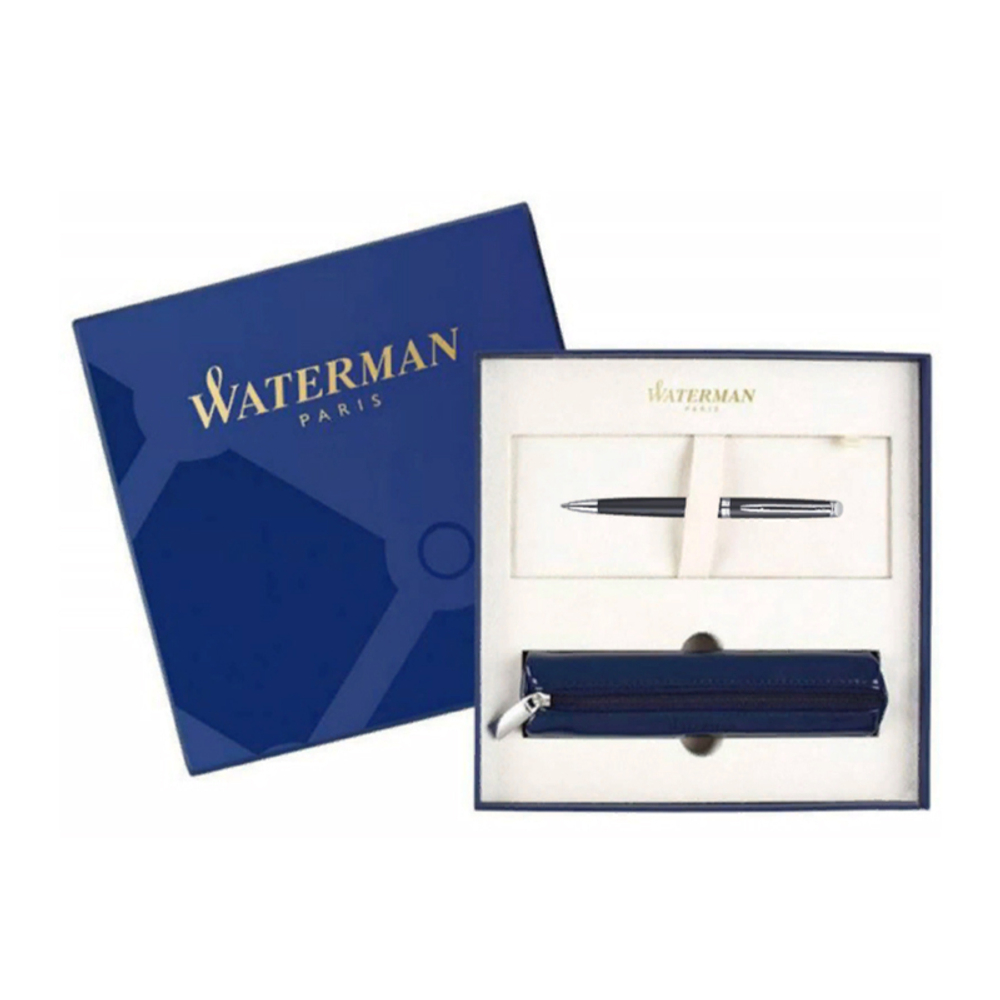 Подарочный набор Шариковая ручка Waterman Hemisphere, цвет: MattBlack CT, стержень: Mblue с чехлом на молнии