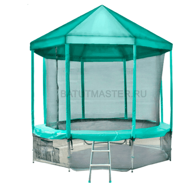 Батут с сеткой и лестницей, с крышей, диаметр 8 фт