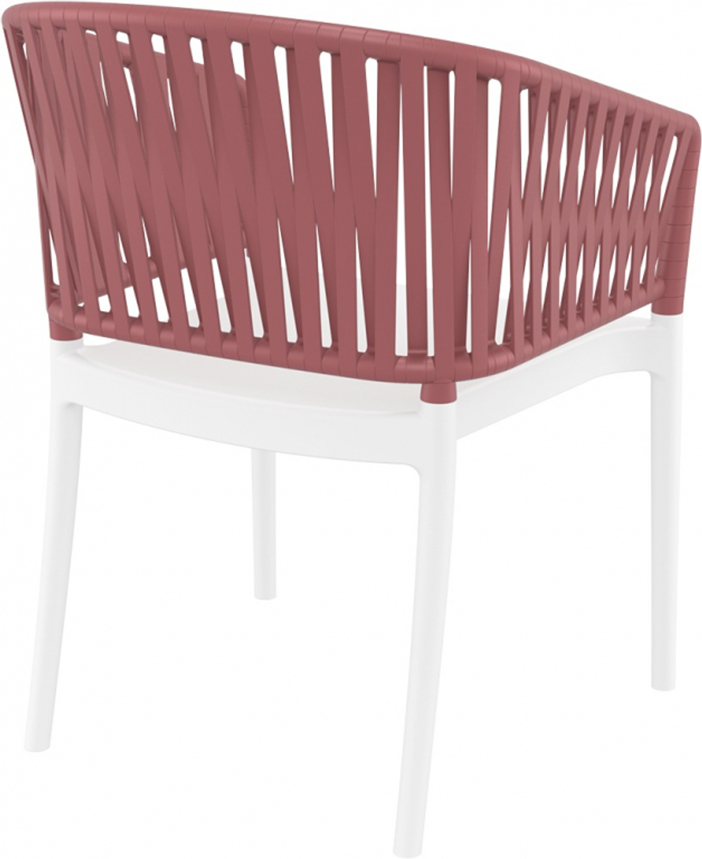 Кресло пластиковое с подушкой Siesta Contract Portofino, белый, марсала, светло-коричневый