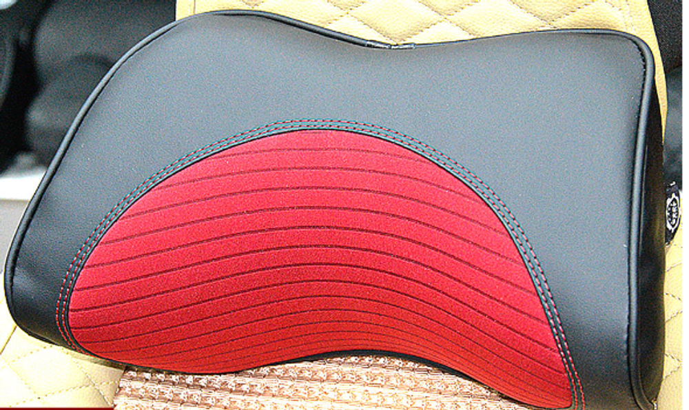 Подушка на подголовник Coolpart - MAXIMAL (1шт) - TZ-1113-BLRD ткань черн/красн сетка по центру