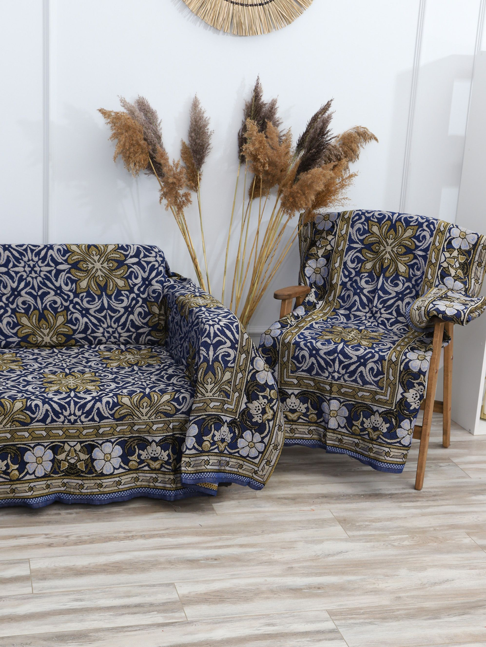 Накидки на диван и кресла комплект, комплект покрывало 200х210 и 2 дивандека для кресла 75х200