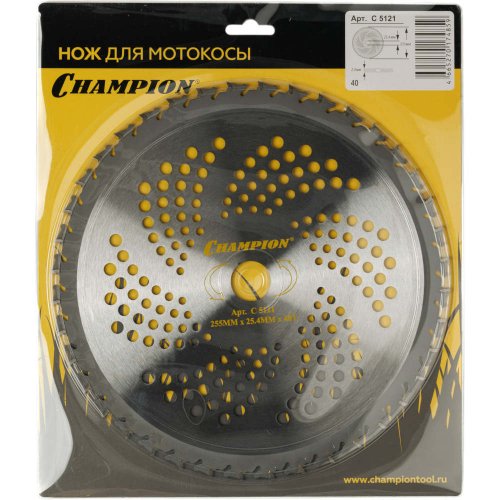 Нож CHAMPION для триммера 40 зубчатый d=255*25.4mm  твердосплавные зубцы   C5121