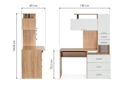 Стол компьютерный Джаз-17 левый 130х60х166,8 дуб сонома