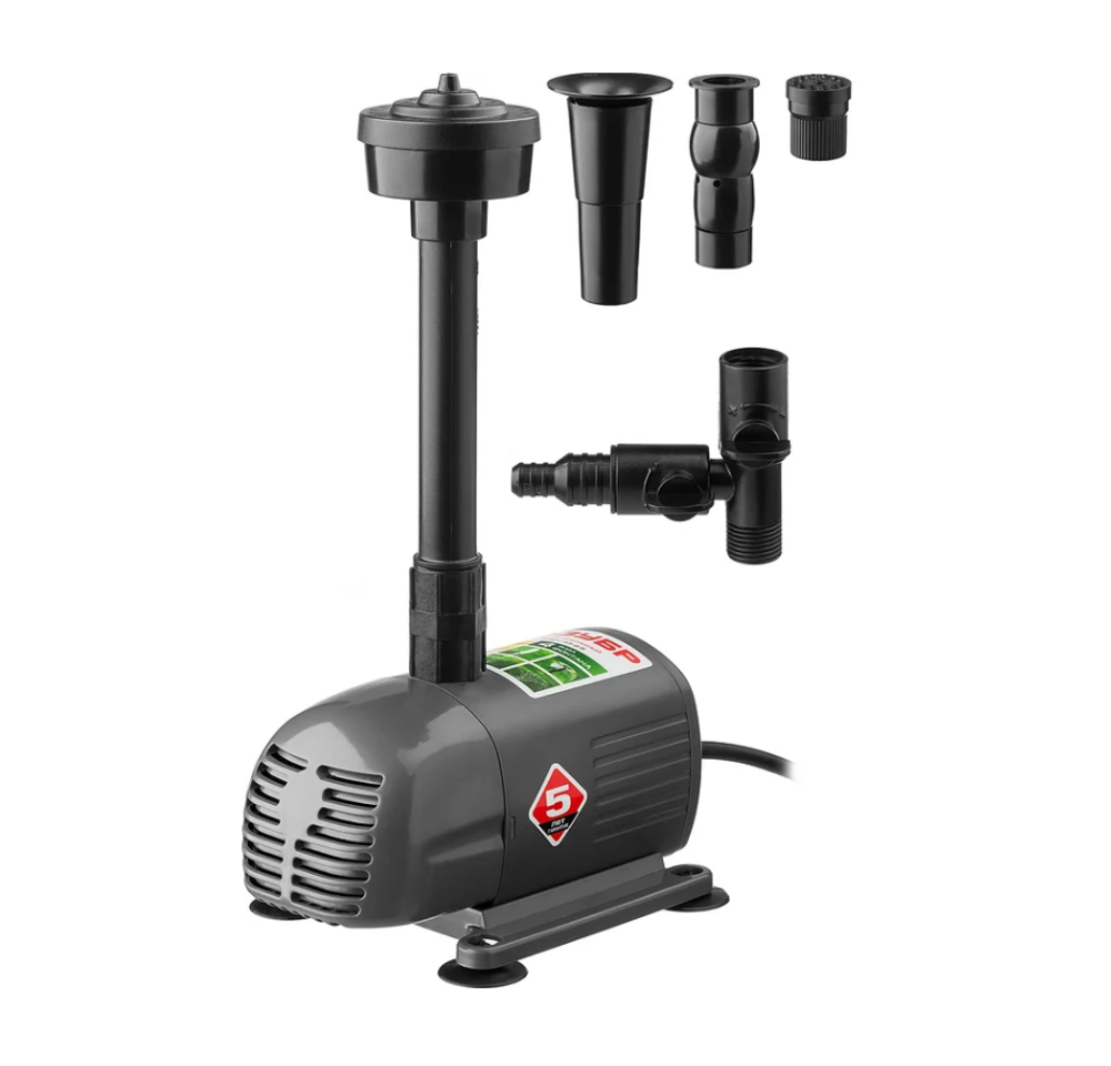 Насос фонтанный Зубр ЗНФЧ-33-2.5 [для чистой воды, напор 2,5 м, насадки: колокольчик, гейзер, каскад, 50 Вт, 33 л/мин]