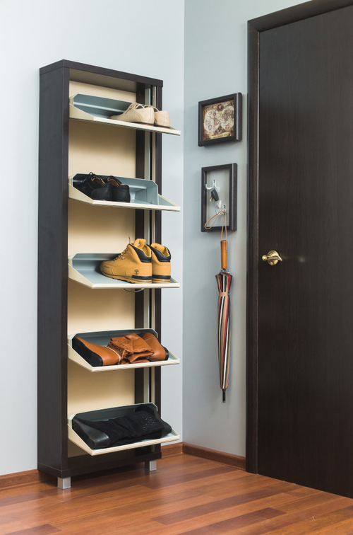 Обувница в прихожую компактная для обуви Люкс 5 капучино стекло венге