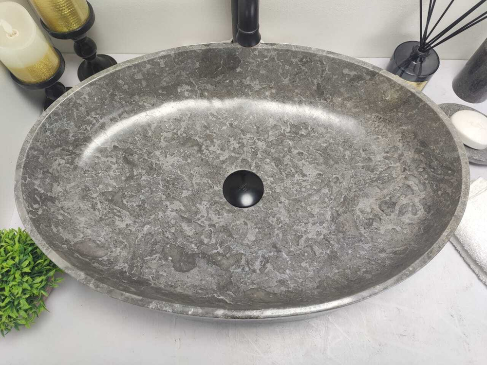 Раковина из мрамора Oval Grey Big OM-60095 60*40*14