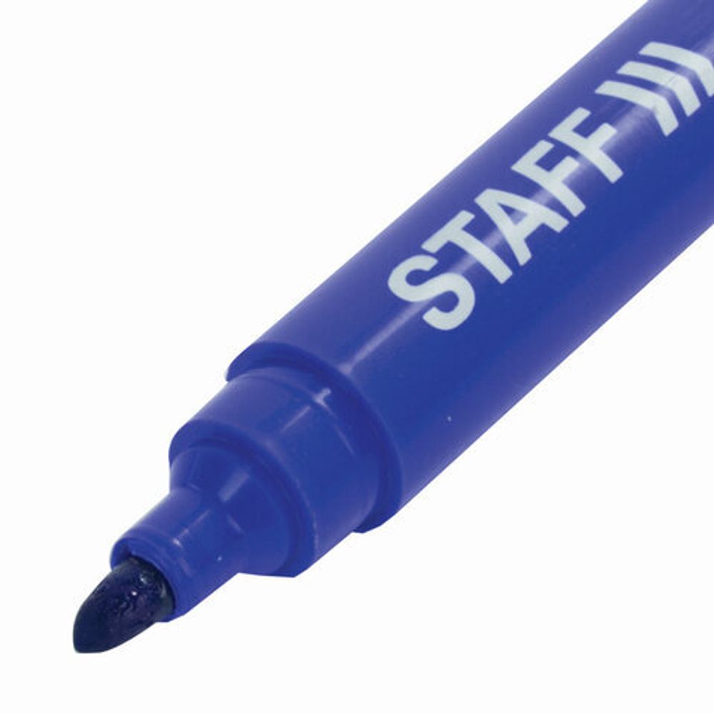 Маркер перманентный (нестираемый) STAFF "Basic" PM-733, СИНИЙ, круглый наконечник, 2,5 мм, 150732