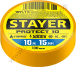 STAYER Protect-10 10м х 15мм 5000В желтая, Изоляционная лента ПВХ (12292-Y)