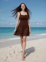 Купальник-платье слитный однотонный большой размер