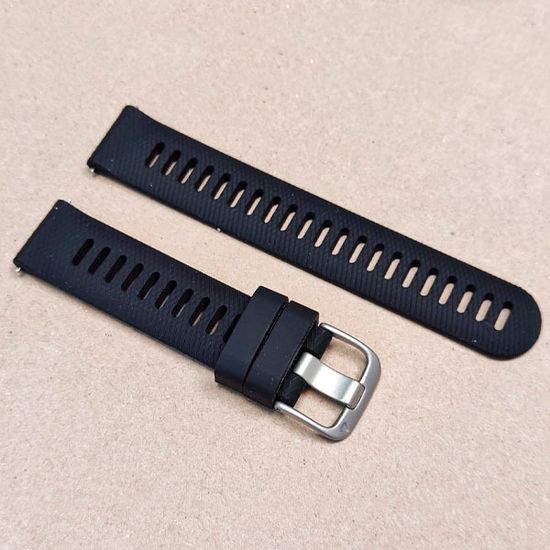 Ремешок 18 мм силиконовый для Garmin Venu 2S, Vivoactive 4S, Forerunner 255S, Forerunner 265S быстросъемный Quick Release (Черный)