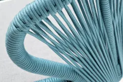 "Милан" стул плетеный из роупа, каркас алюминий светло-серый (RAL7035) шагрень, роуп бирюзовый круглый, ткань светло-серая