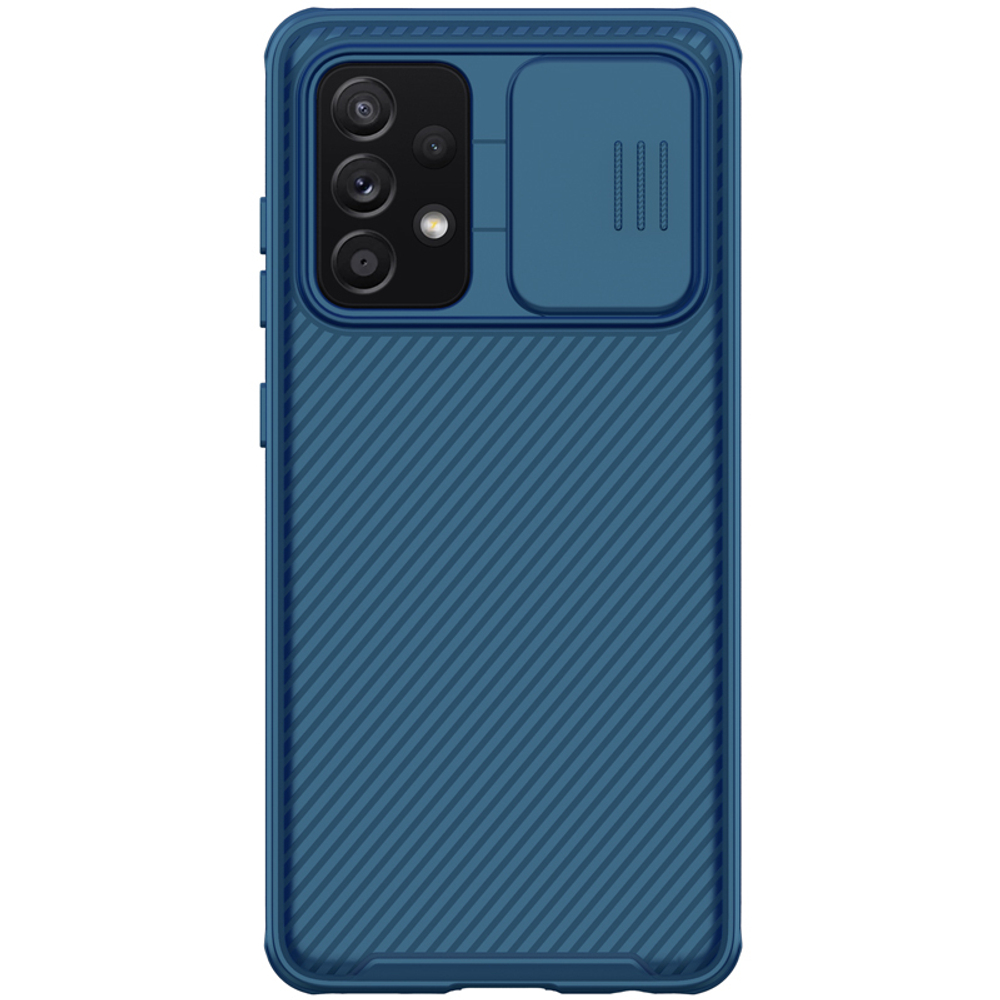 Чехол синего цвета от Nillkin CamShield Pro Case для Samsung Galaxy A52 (4G/5G), с защитной шторкой задней камеры