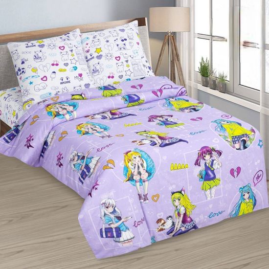 Полуторный комплект детского постельного белья Аниме поплин