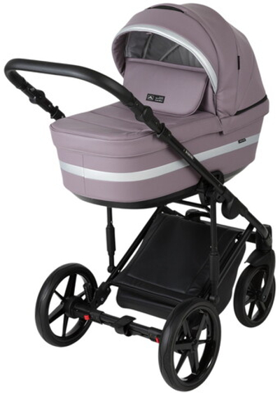 Детская коляска Adamex Rimini Deluxe 3 в 1 RI225A (СВ.СИРЕНЕВАЯ КОЖА+СТАЛЬНАЯ ПЕРЛ.ОТДЕЛКА)