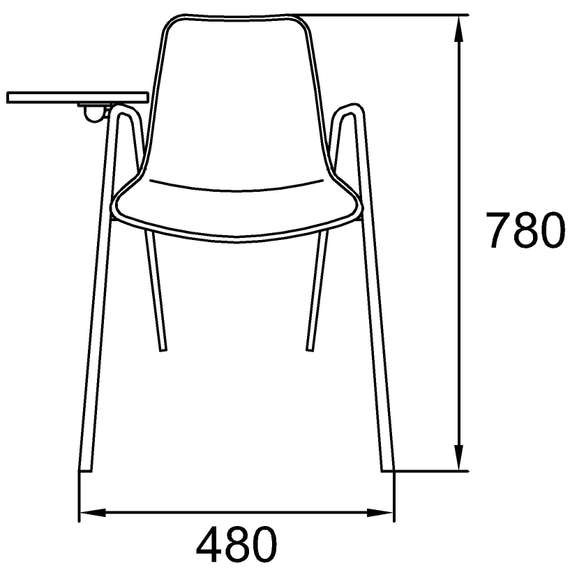 Стул Vicenza (На 4 ножках с подлокотниками и пюпитром - BLACK)