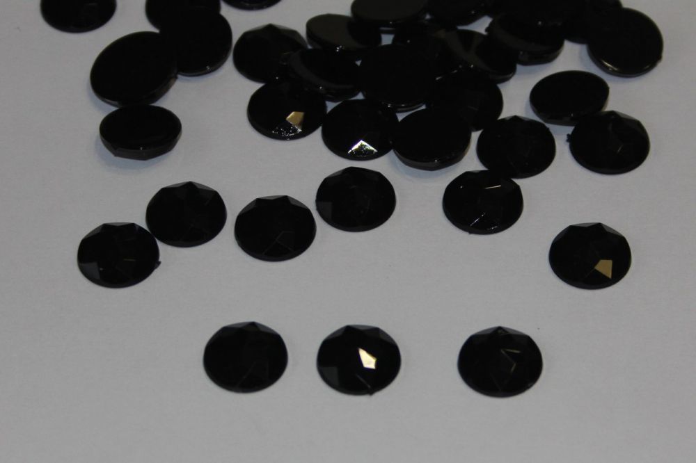 Стразы круглые, граненные, 14 мм, цвет № 18 черный (1 уп = 100 шт)